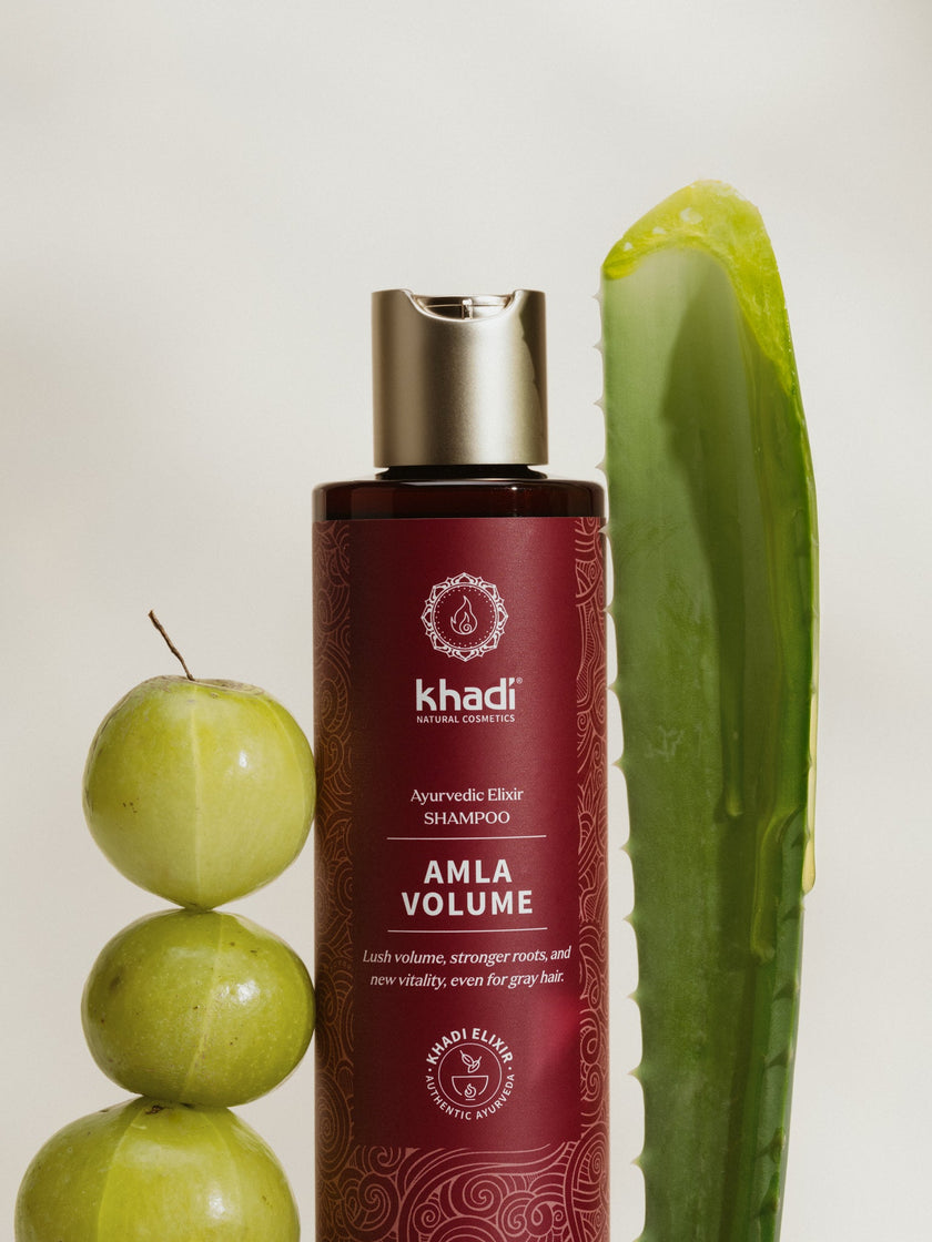 Botella de champú Elixir khadi Amla Volume