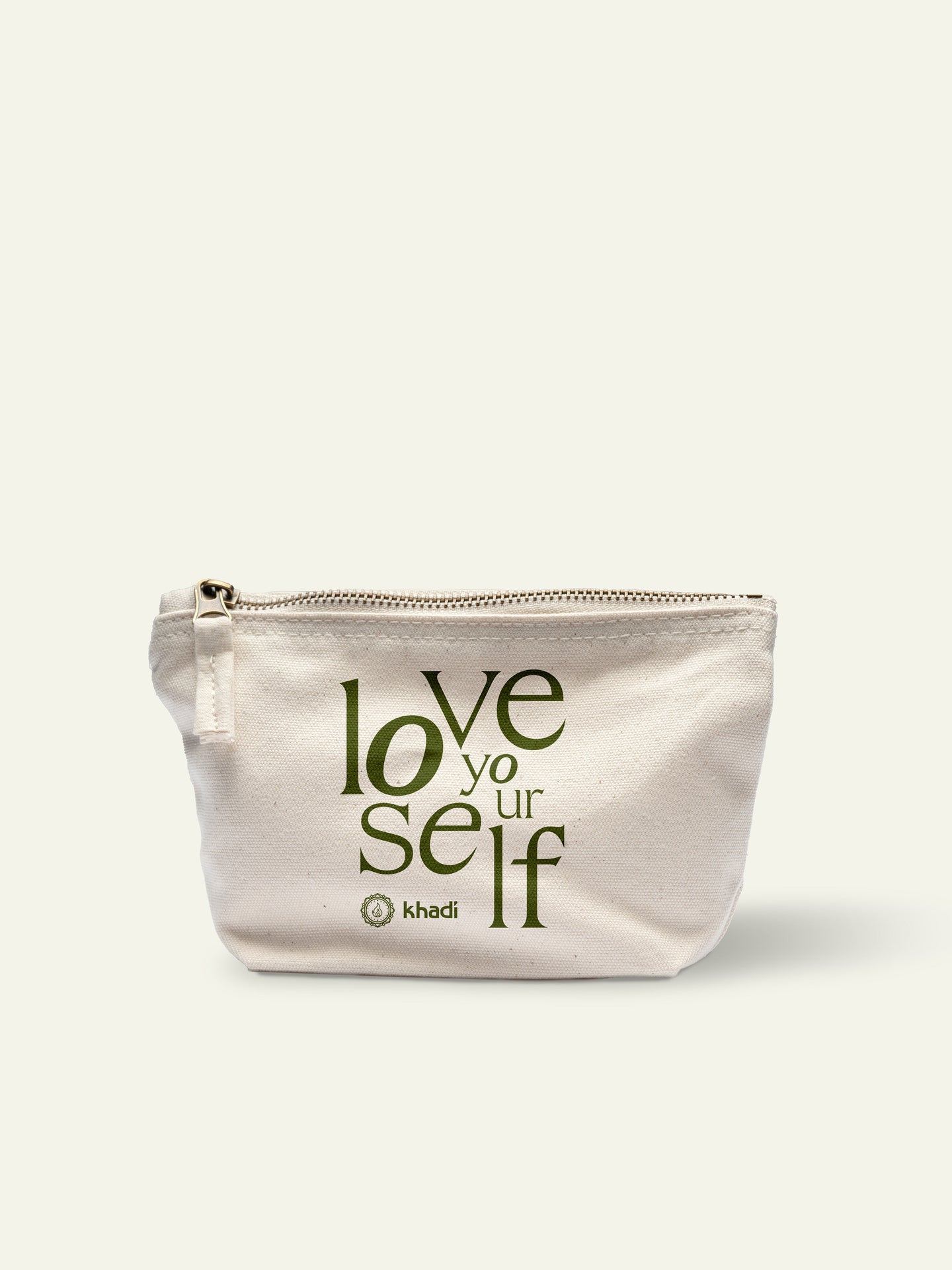 Neceser de algodón con frase decorativa "Love yourself".
