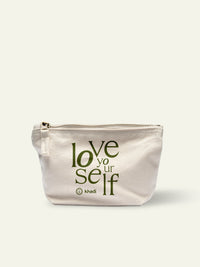 Neceser de algodón con frase decorativa "Love yourself".