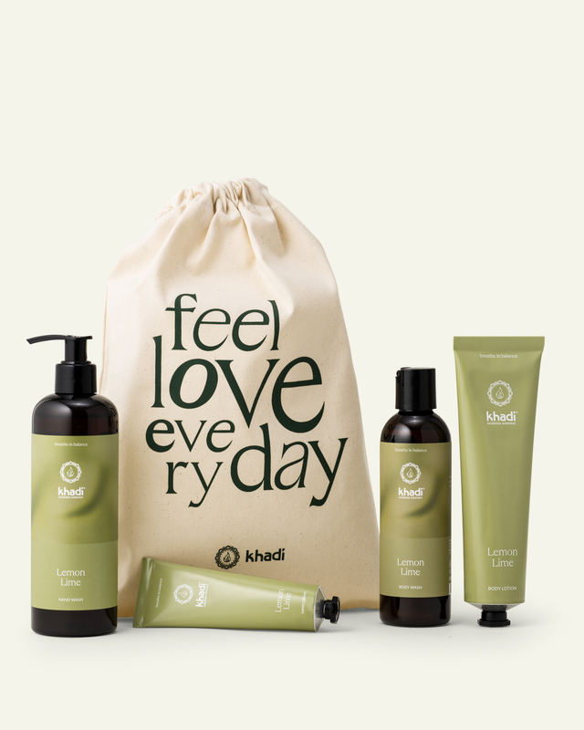 Ayurvedic Experience Set Lemon Lime mit natürlichem Bodywash, Handwash, Bodylotion und Handcreme.