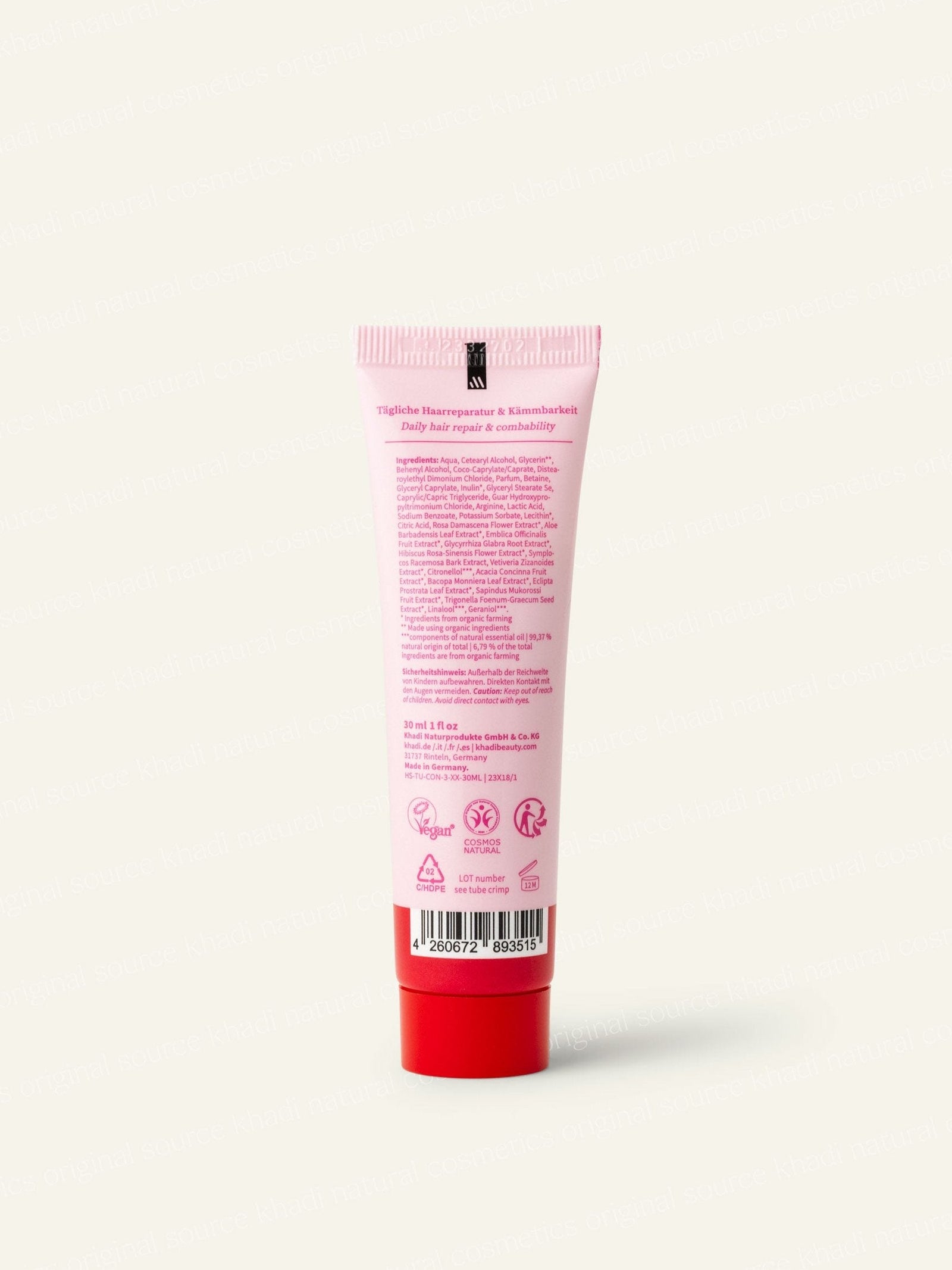 Imagen vista trasera del acondicionador khadi Rose Revolution 30ml