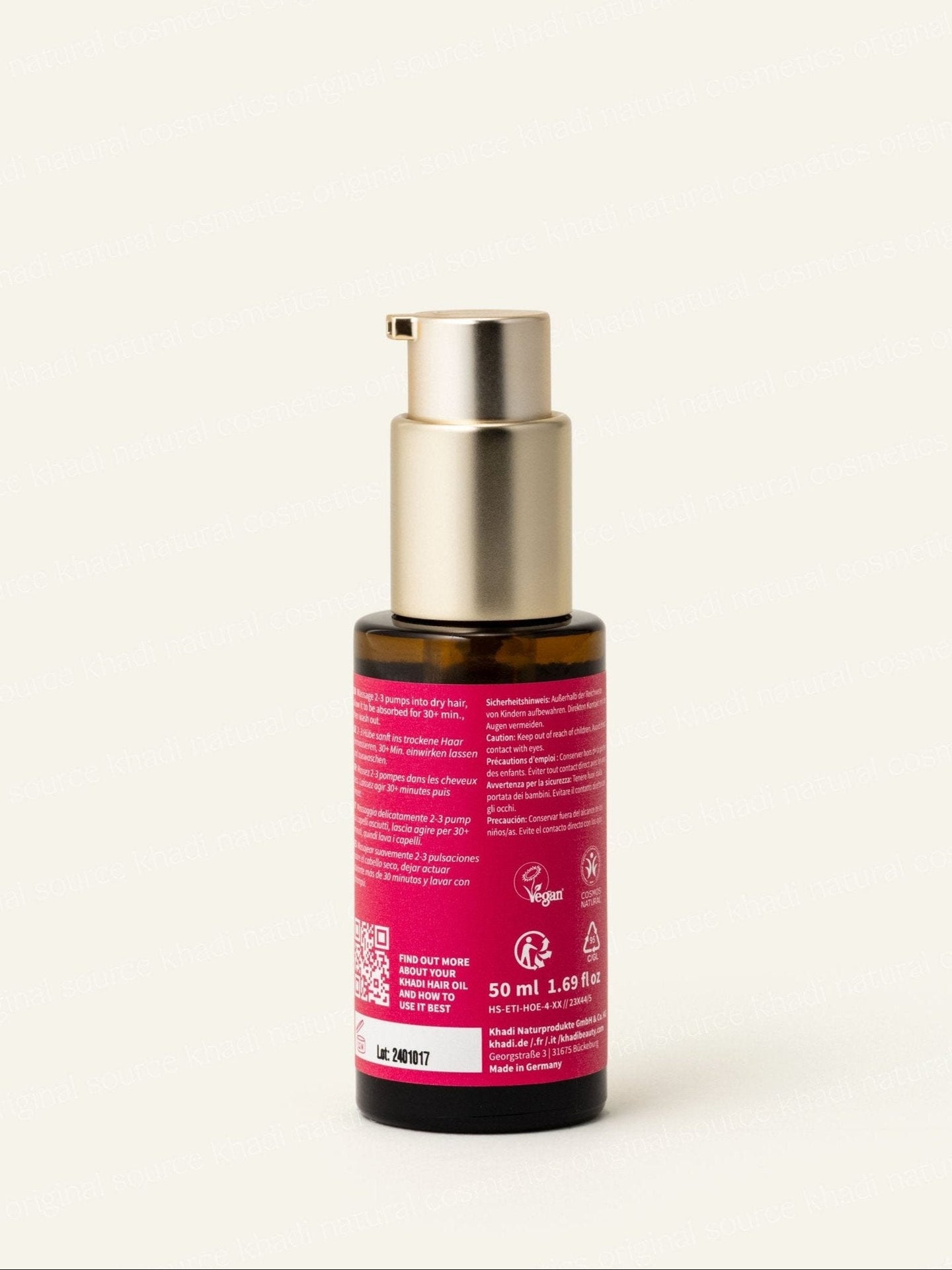 Botella del aceite capilar Color Care khadi, vista trasera