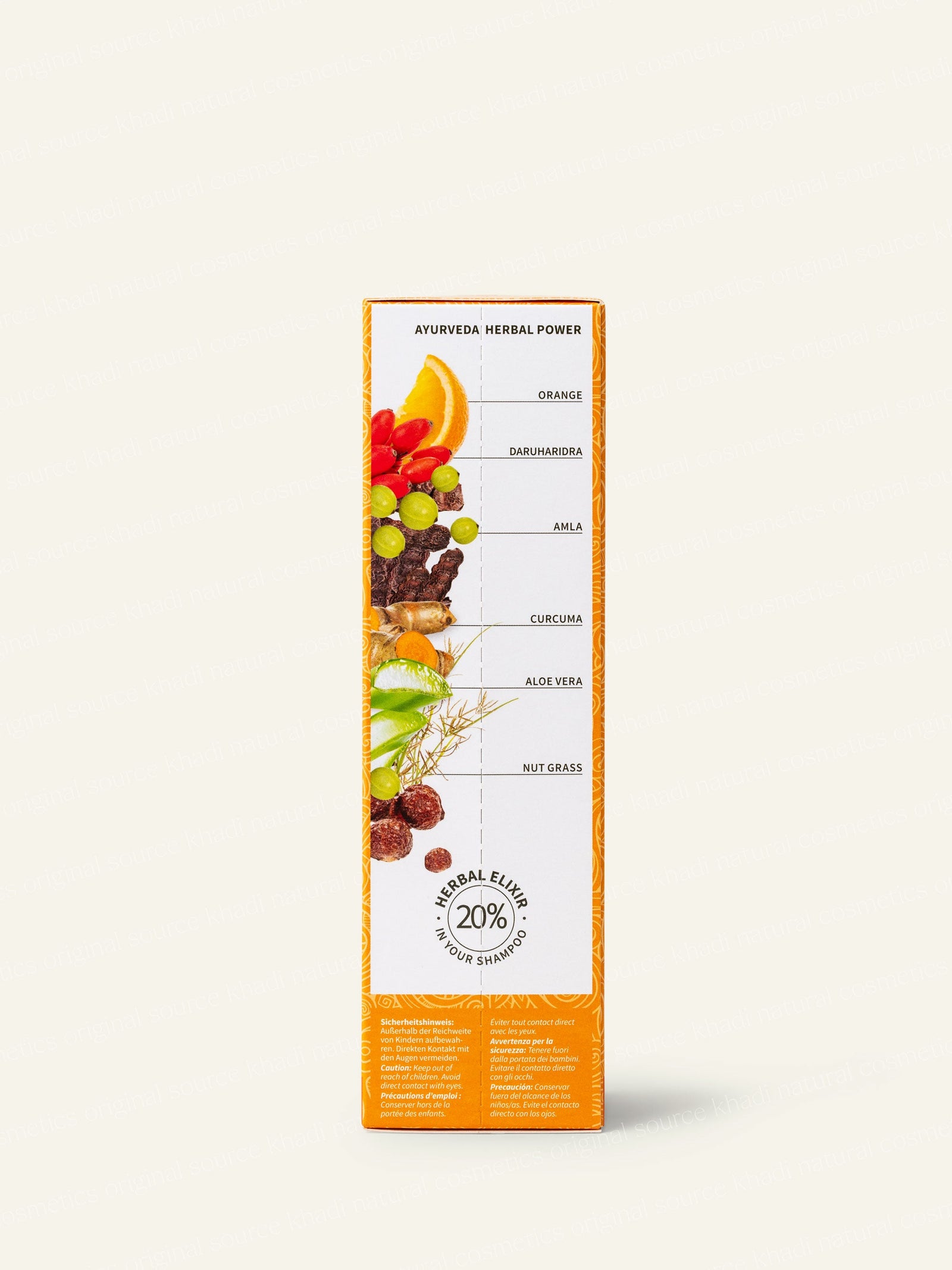 Empaque del champú Orange vitality, vista lateral
