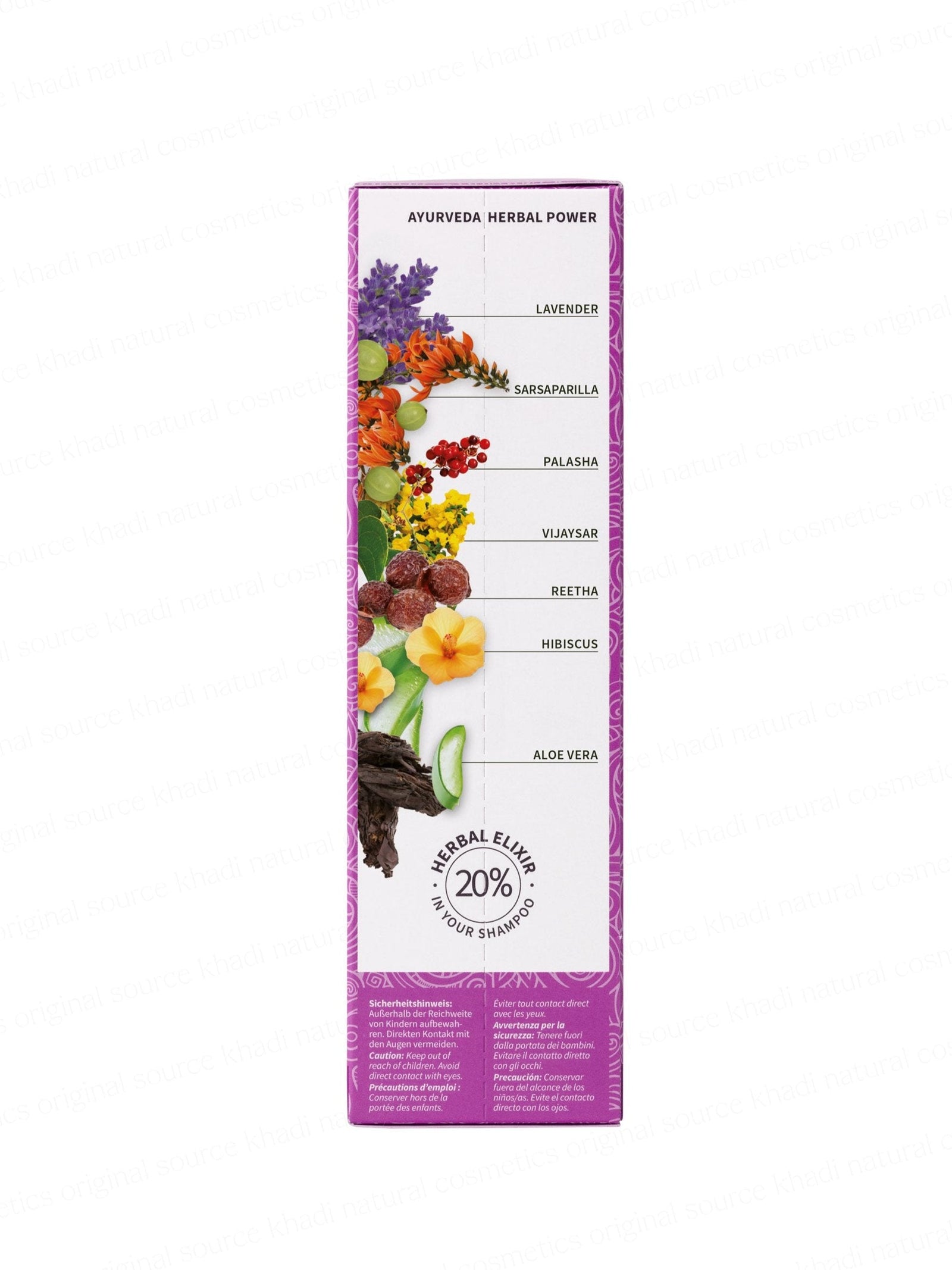 Empaque de champú Lavender Sensitive, vista lateral