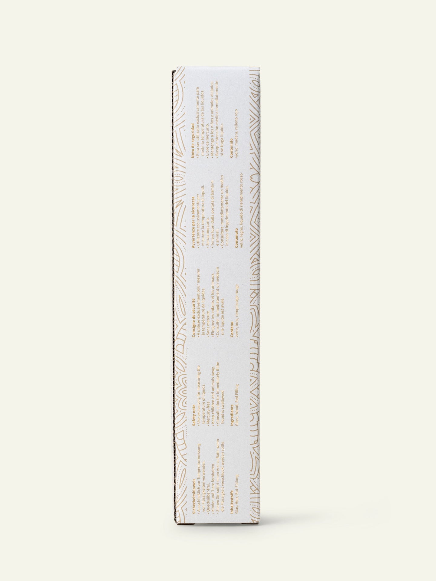 Imagen de empaque de termómetro analógico khadi.