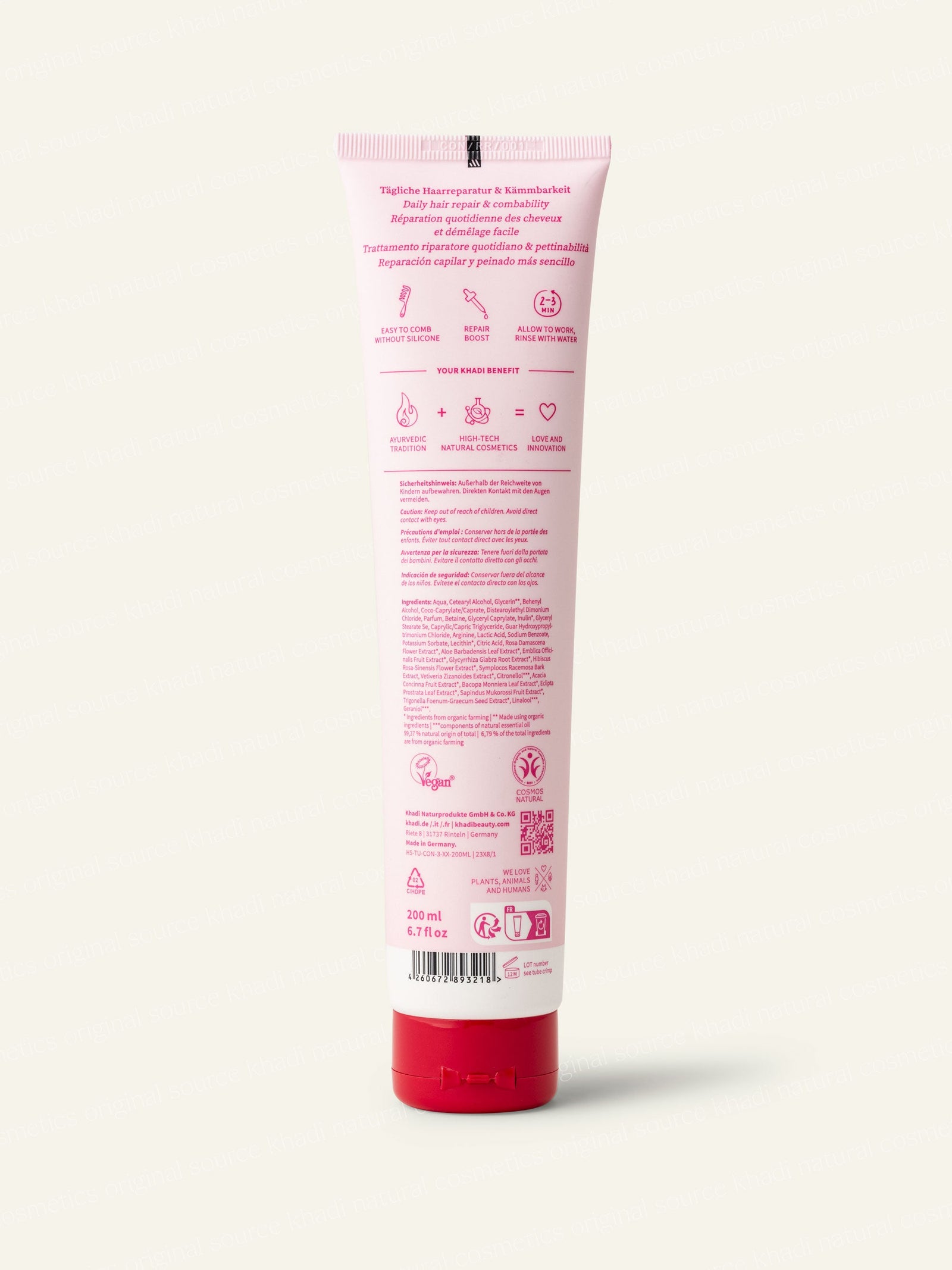 Botella de acondicionador Rose Revolution, vista trasera