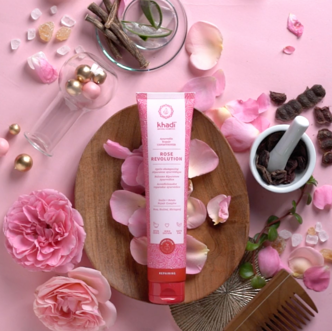 Imagen del Acondicionador Rose Revolution y sus ingredientes