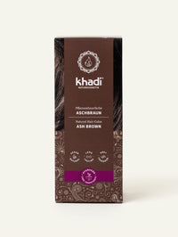 Tinte vegetal para el cabello khadi castaño ceniza, embalaje visto desde delante