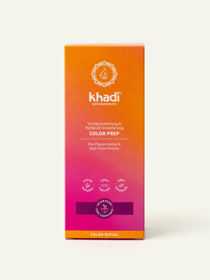 Imagen del envase del tinte ColorPrep de khadi.