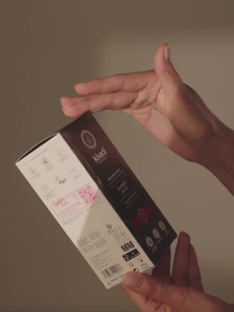 Vídeo del envase del tinte para el cabello negro khadi