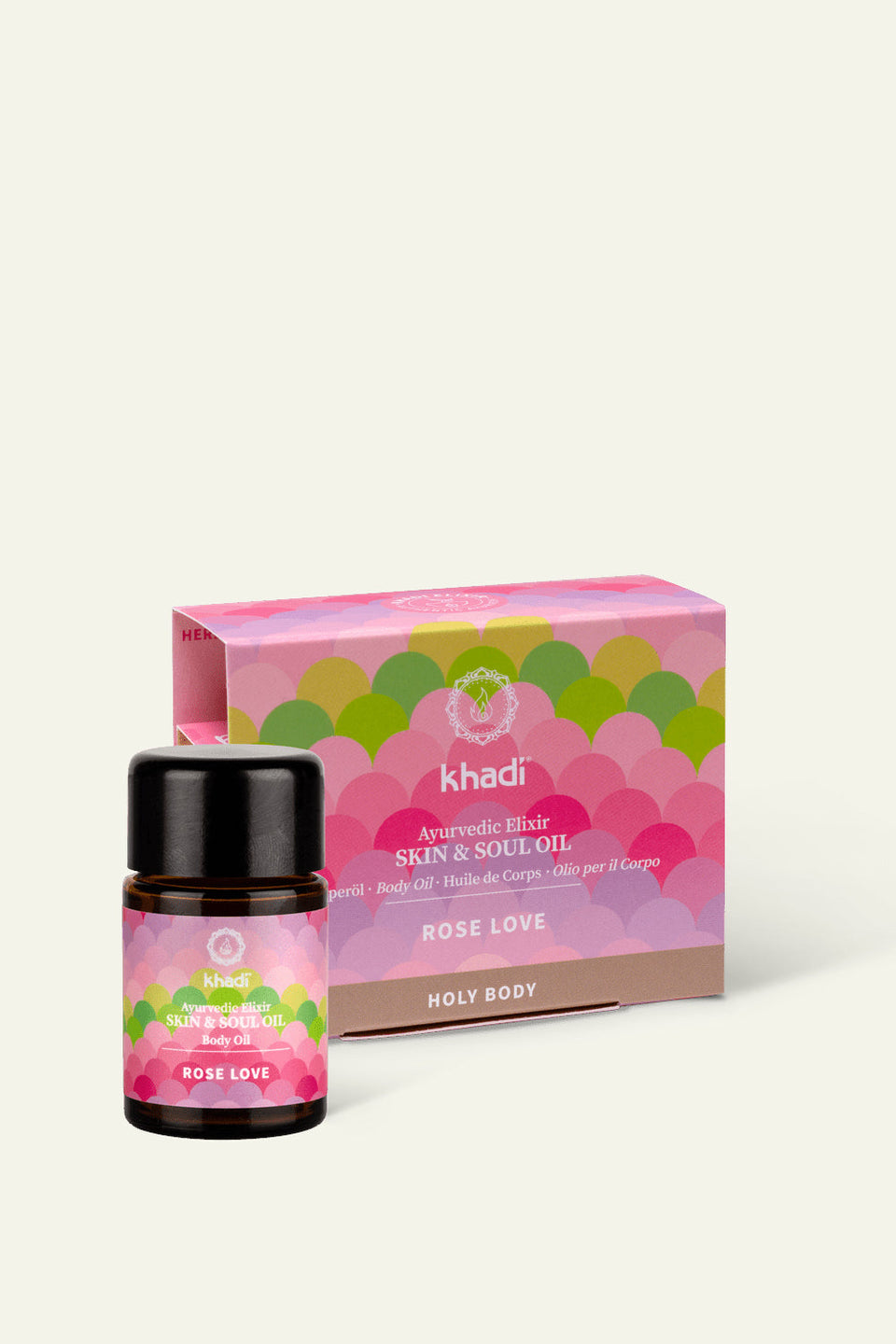 Bild von Rose Love Körperöl, Model zeigt das Produkt am Bein